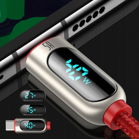 Baseus Display Fast Charging Kabel USB - Type-C 40W do Huawei XIaomi 27W Quick Charge 3.0 SCP
