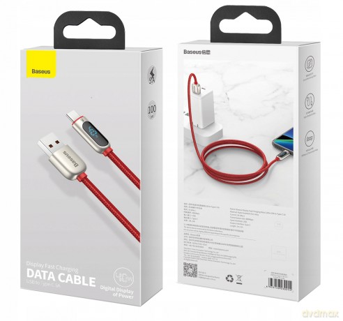 Baseus Display Fast Charging Kabel USB - Type-C 40W do Huawei XIaomi 27W Quick Charge 3.0 SCP