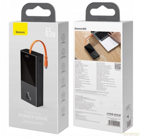 Baseus Elf Power Bank 20000mAh 65W z kablem USB-C PD QC