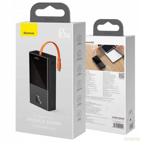 Baseus Elf Power Bank 20000mAh 65W z kablem USB-C PD QC