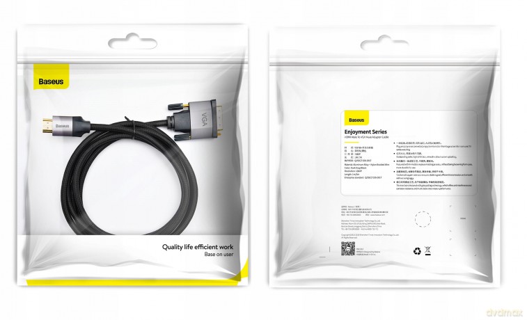 Baseus Enjoyment Series Adapter kabel przewód HDMI-VGA D-SUB Full HD