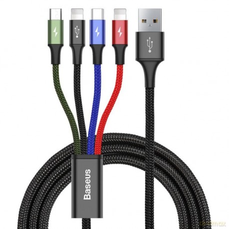 Baseus Fast 4-in-1 Kabel 4w1 USB - 2x Lightning (iPhone) + Micro + Type-C 3.5A 1.2m