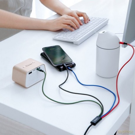Baseus Fast 4-in-1 Kabel 4w1 USB - 2x Lightning (iPhone) + Micro + Type-C 3.5A 1.2m