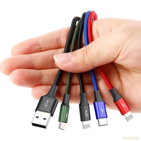 Baseus Fast 4-in-1 Kabel 4w1 USB - 2x Lightning (iPhone) + Micro + Type-C 3.5A 1.2m