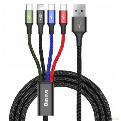 Baseus Fast 4-in-1 Mocny kabel 4w1 USB - Lightning (iPhone) + Micro + 2x Type-C 3.5A 1.2m