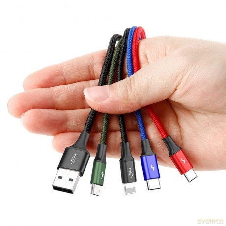 Baseus Fast 4-in-1 Mocny kabel 4w1 USB - Lightning (iPhone) + Micro + 2x Type-C 3.5A 1.2m