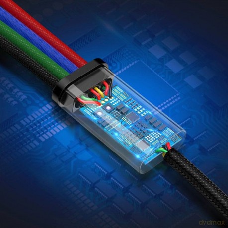 Baseus Fast 4-in-1 Mocny kabel 4w1 USB - Lightning (iPhone) + Micro + 2x Type-C 3.5A 1.2m