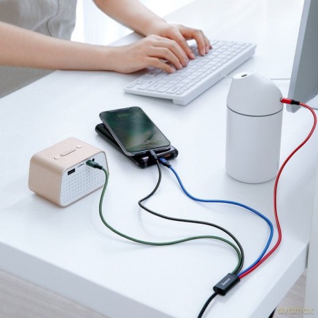 Baseus Fast 4-in-1 Mocny kabel 4w1 USB - Lightning (iPhone) + Micro + 2x Type-C 3.5A 1.2m