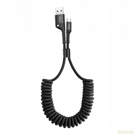 Baseus Fish eye Elastyczny wzmocniony sprężynowy kabel USB-C Type-C 1m