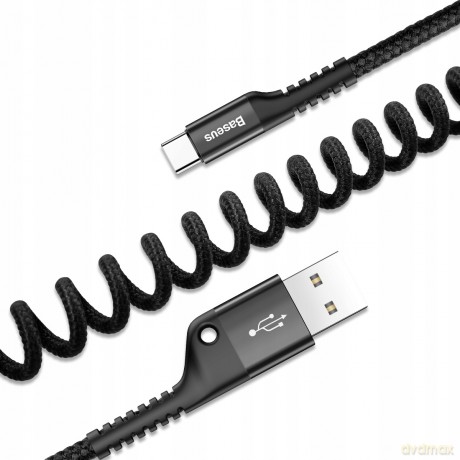Baseus Fish eye Elastyczny wzmocniony sprężynowy kabel USB-C Type-C 1m