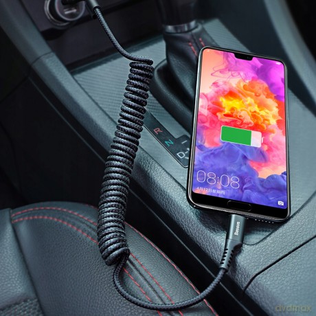 Baseus Fish eye Elastyczny wzmocniony sprężynowy kabel USB-C Type-C 1m