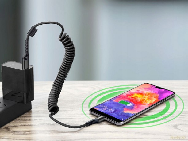 Baseus Fish eye Elastyczny wzmocniony sprężynowy kabel USB-C Type-C 1m