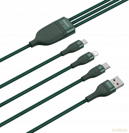 Baseus Flash Series Kabel 3w1 USB - Micro Type-C Lightning do iPhone 5A 40W 1.2m