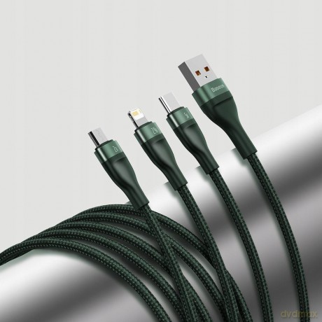 Baseus Flash Series Kabel 3w1 USB - Micro Type-C Lightning do iPhone 5A 40W 1.2m