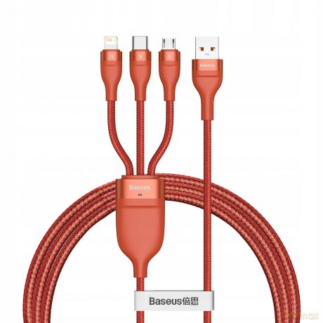 Baseus Flash Series Kabel 3w1 USB - Micro Type-C Lightning do iPhone 5A 40W 1.2m