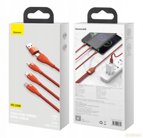 Baseus Flash Series Kabel USB USB-C Type-C Lightning Micro PD 20W 100W QC 1.2m