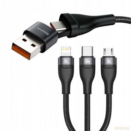 Baseus Flash Series Kabel USB USB-C Type-C Lightning Micro Power Delivery 20W 100W Quick Charge 1.2m