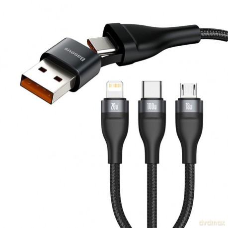 Baseus Flash Series Kabel USB USB-C Type-C Lightning Micro Power Delivery 20W 100W Quick Charge 1.2m