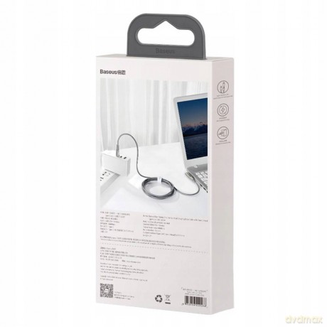 Baseus Flash Series One-for-two Fast Charging Data Cable with Round Head Type-C to C DC 100W 2m Grey