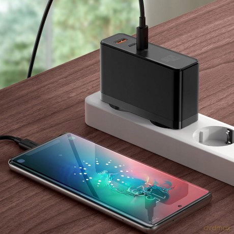 Baseus GaN2 Pro Ładowarka sieciowa 2x Type-C 1x USB-A 120W Power Delivery 3.0 Quick Charge 4.0 Huawei SCP Samsung Fast Charge 2.0 + kabel 100W