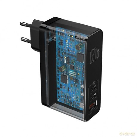 Baseus GaN2 Pro Ładowarka sieciowa 2x Type-C 1x USB-A 120W Power Delivery 3.0 Quick Charge 4.0 Huawei SCP Samsung Fast Charge 2.0 + kabel 100W