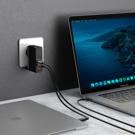 Baseus GaN2 Pro Ładowarka sieciowa 2x Type-C 1x USB-A 120W Power Delivery 3.0 Quick Charge 4.0 Huawei SCP Samsung Fast Charge 2.0 + kabel 100W