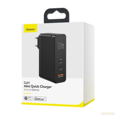 Baseus GaN2 Pro Ładowarka sieciowa 2x Type-C 1x USB-A 120W Power Delivery 3.0 Quick Charge 4.0 Huawei SCP Samsung Fast Charge 2.0 + kabel 100W