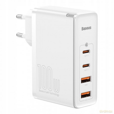 Baseus GaN2 Pro Ładowarka sieciowa zasilacz 4x USB USB-C Quick Charge 4.0 Power Delivery Huawei SCP Samsung AFC 100W + kabel