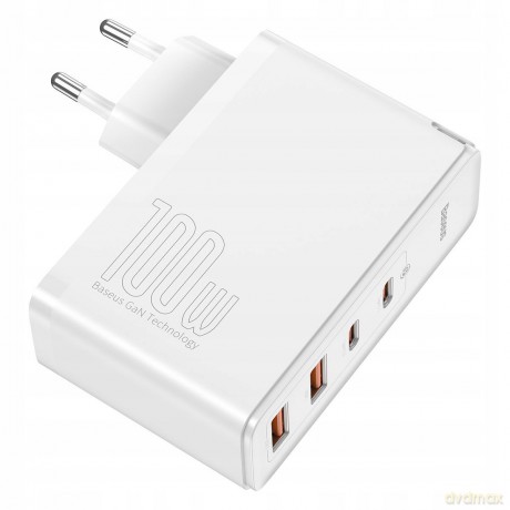 Baseus GaN2 Pro Ładowarka sieciowa zasilacz 4x USB USB-C Quick Charge 4.0 Power Delivery Huawei SCP Samsung AFC 100W + kabel