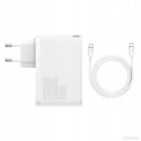 Baseus GaN2 Pro Ładowarka sieciowa zasilacz 4x USB USB-C Quick Charge 4.0 Power Delivery Huawei SCP Samsung AFC 100W + kabel