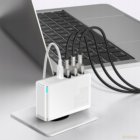 Baseus GaN2 Pro Ładowarka sieciowa zasilacz 4x USB USB-C Quick Charge 4.0 Power Delivery Huawei SCP Samsung AFC 100W + kabel