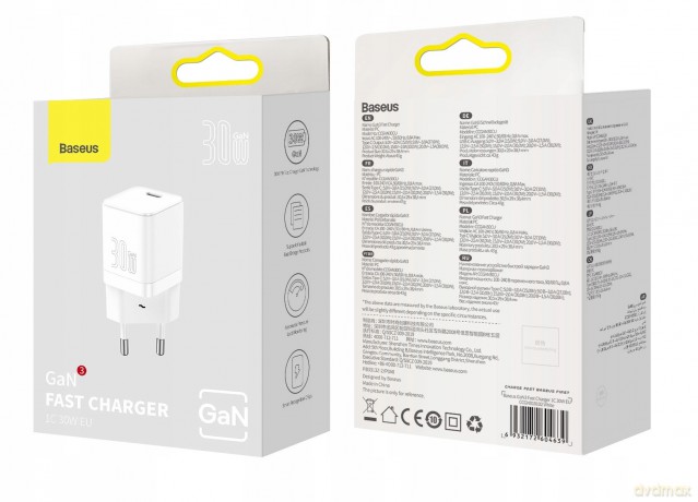 Baseus GAN3 1C Ładowarka sieciowa zasilacz USB-C PD QC4.0 30W