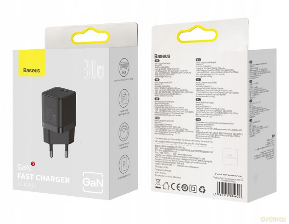 Baseus GAN3 1C Ładowarka sieciowa zasilacz USB-C PD QC4.0 30W