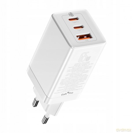 Baseus GAN3 Pro 2C+U Ładowarka sieciowa zasilacz 3x USB-A USB-C PD QC4.0 65W