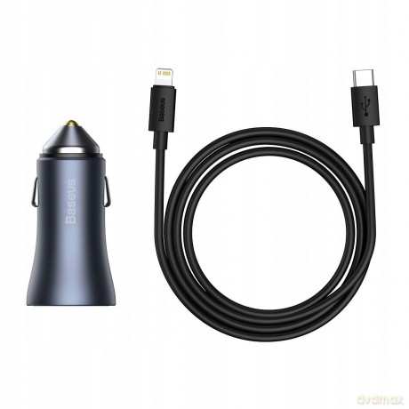Baseus Golden Contactor Pro Ładowarka samochodowa 40W USB USB-C + kabel Lightning do iPhone Power Delivery 20W Huawei FCP Quick Charge 3.0 4.0