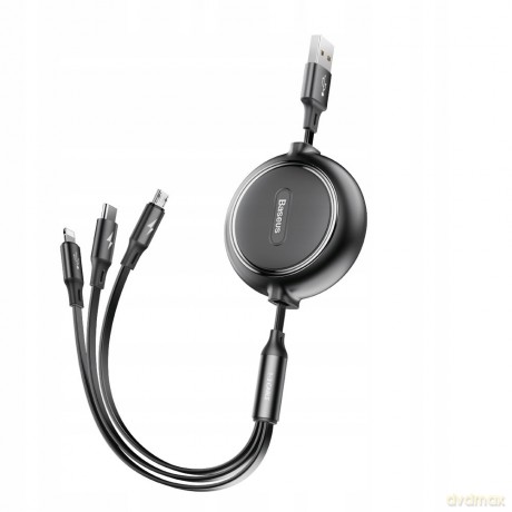Baseus Golden Loop Kabel 3w1 USB - Lightning Micro USB Type-C 3.5A z organizerem regulacja długości
