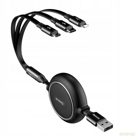 Baseus Golden Loop Kabel 3w1 USB - Lightning Micro USB Type-C 3.5A z organizerem regulacja długości