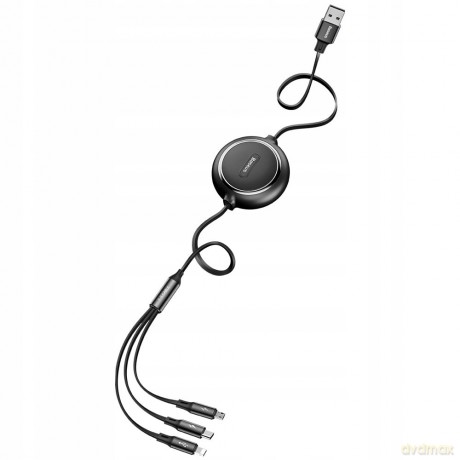 Baseus Golden Loop Kabel 3w1 USB - Lightning Micro USB Type-C 3.5A z organizerem regulacja długości
