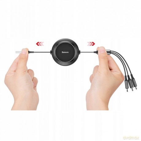 Baseus Golden Loop Kabel 3w1 USB - Lightning Micro USB Type-C 3.5A z organizerem regulacja długości