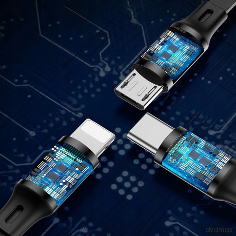 Baseus Golden Loop Kabel 3w1 USB - Lightning Micro USB Type-C 3.5A z organizerem regulacja długości