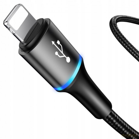 Baseus Halo Data Kabel USB 3w1 do iPhone Lightning Micro Type-C 3.5A LED 120cm EOL