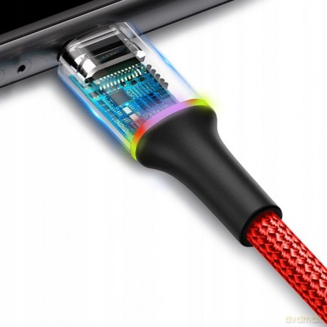 Baseus Halo Data Podświetlany kabel USB USB-C Type-C Quick Charge 3.0 25cm 3A