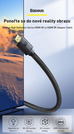 Baseus High Definition Kabel HDMI 2.1 8K 60Hz UHD 3D dynamiczny HDR 2m