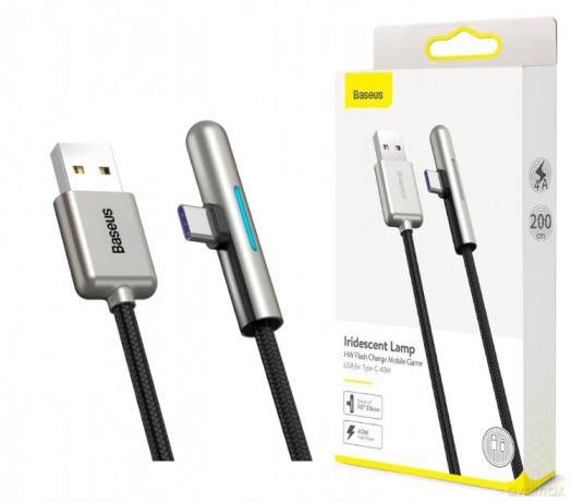 Baseus Iridescent Lamp HW Kątowy kabel USB - Type-C Huawei Super Charge 5A 40W 2m