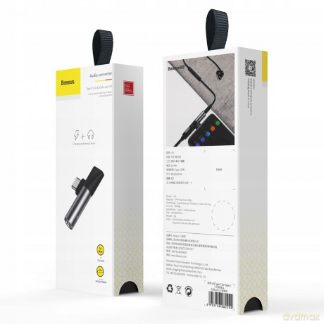 Baseus L41 Adapter audio przejściówka do słuchawek Type-C - Mini Jack 3.5mm + Type-C