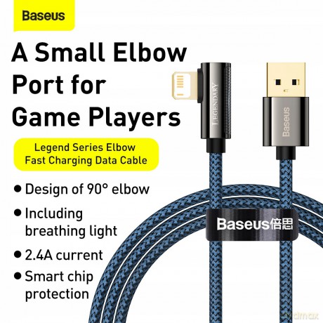 Baseus Legend Series Kabel kątowy USB - Lightning 2.4A 1m z diodą LED do iPhone