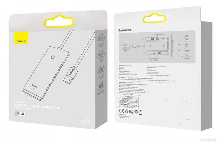 Baseus Lite Series 4-Port HUB adapter rozdzielacz USB - USB 3.0 *4 100cm