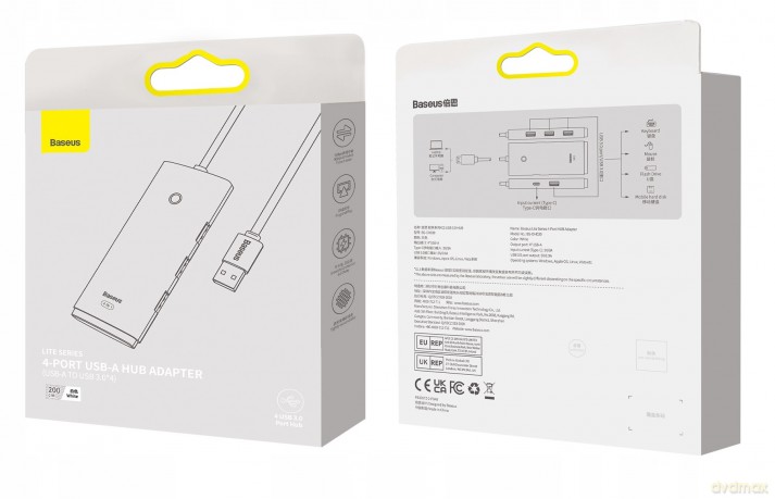 Baseus Lite Series 4-Port HUB adapter rozdzielacz USB - USB 3.0 *4 200cm