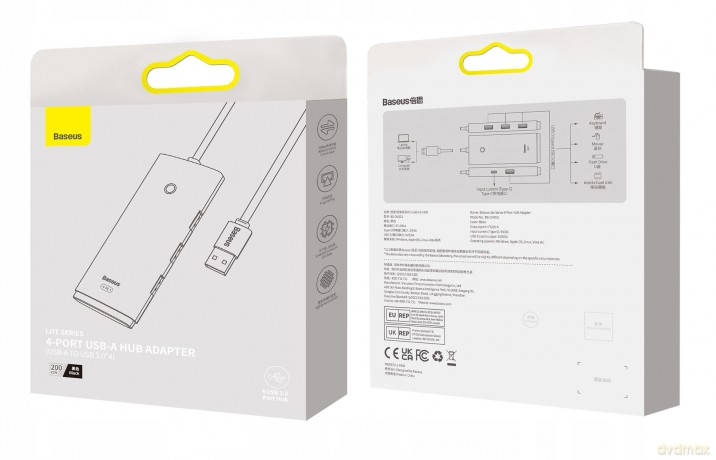 Baseus Lite Series 4-Port HUB adapter rozdzielacz USB - USB 3.0 *4 200cm