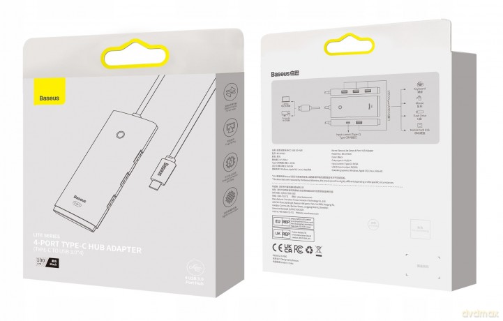 Baseus Lite Series 4-Port HUB adapter rozdzielacz USB-C - USB 3.0 *4 100cm